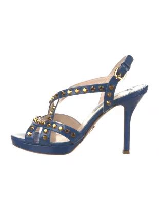 prada studded leather sandals|Prada denim sandals.